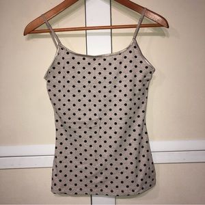 #1092 Ambience apparel, gray with black polkadotted adjustable strap. Medium
